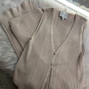 Knit Women's Ribbed Lounge Set - Cream